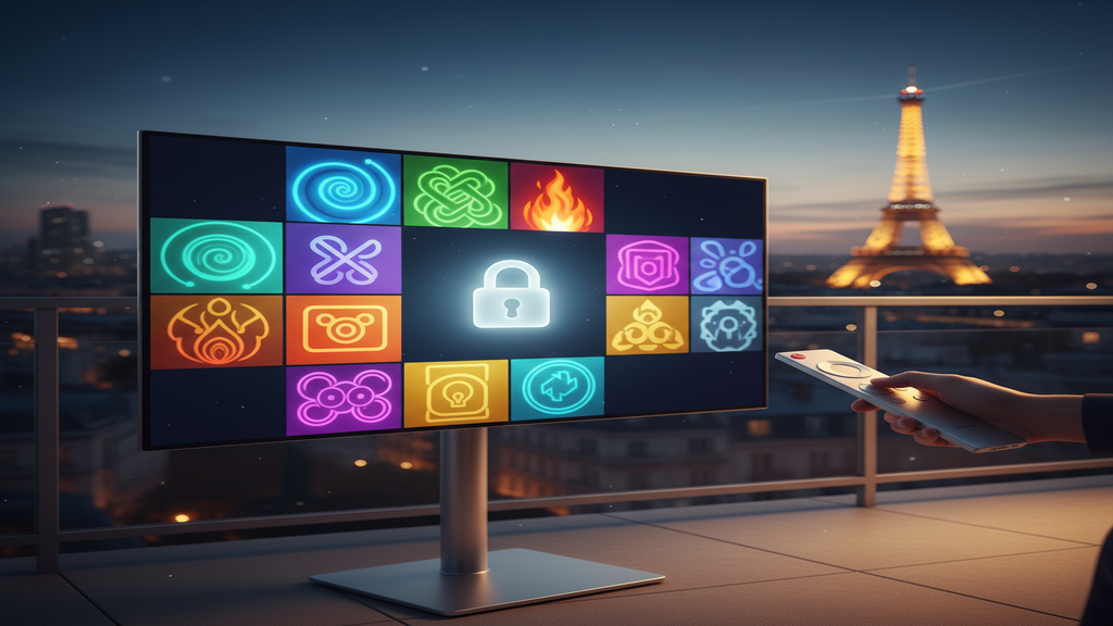 Un utilisateur choisissant un service IPTV fiable et sécurisé sur l'écran d'une Smart TV.