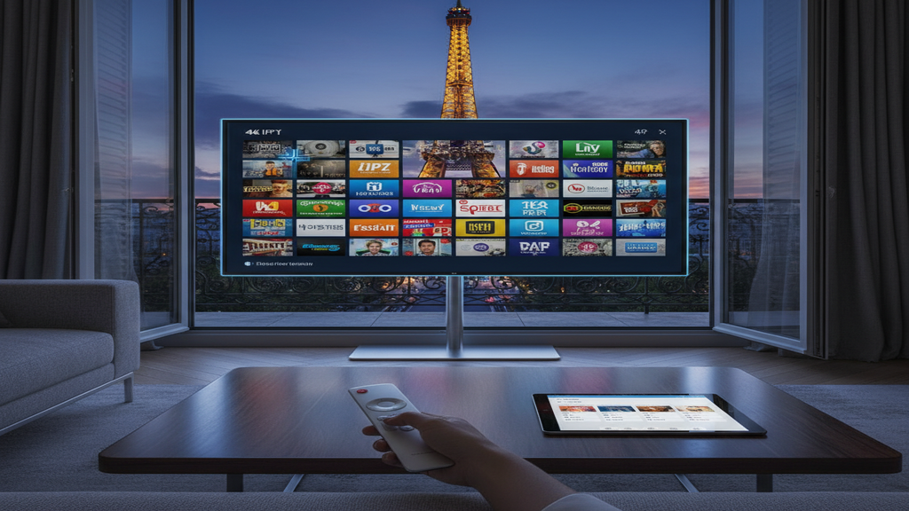 Un guide complet sur les IPTV abonnements affiché sur une Smart TV