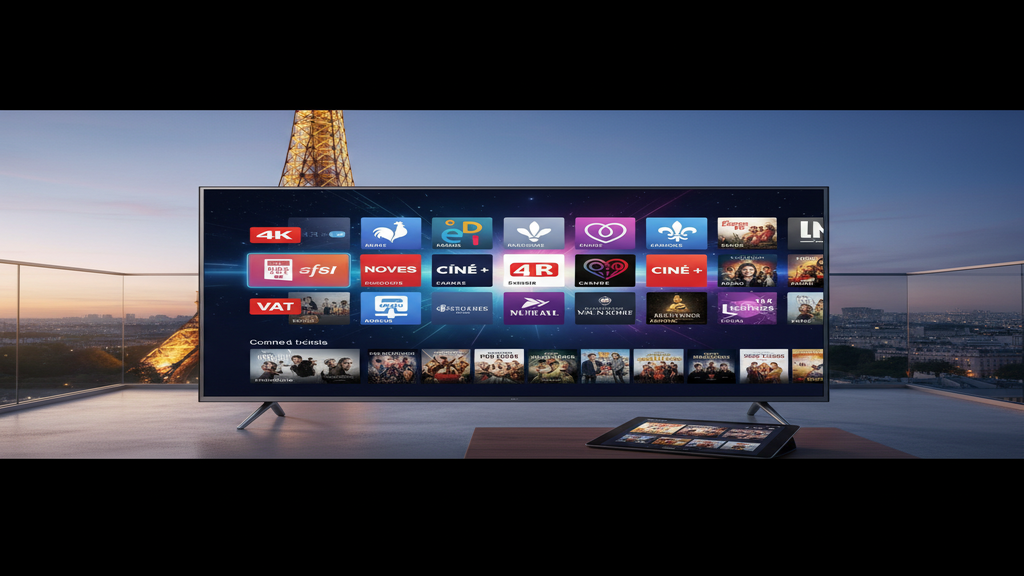 Un écran de Smart TV affichant une interface pour choisir le meilleur abonnement IPTV